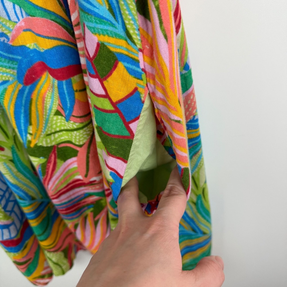 C&C California Tropical Linen Blend Halter Mini Dress Small Multicolor Resort - Picture 2 of 8